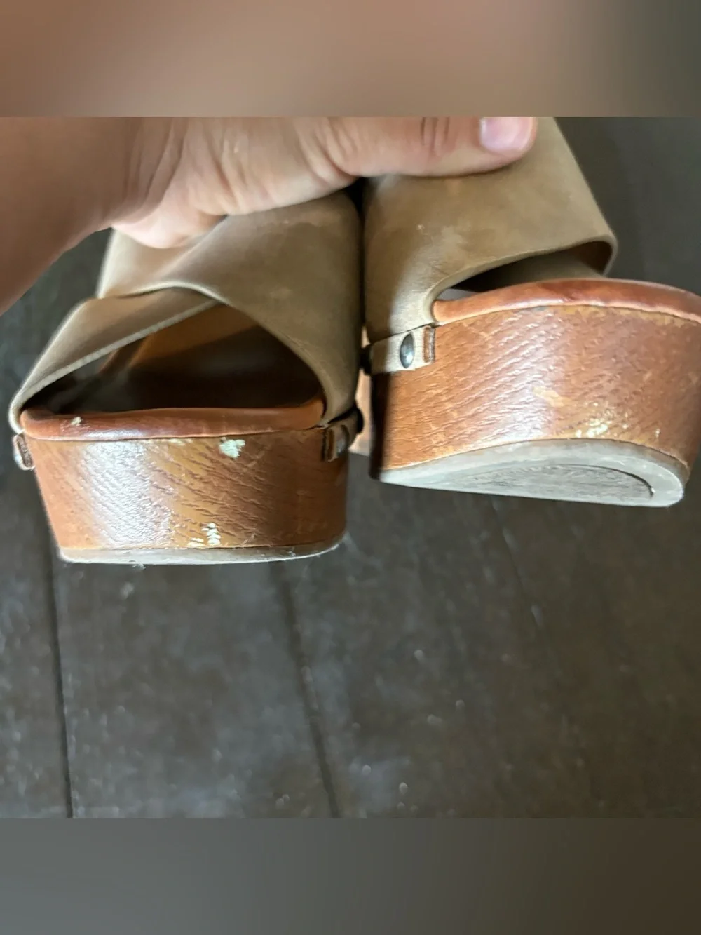Indigo Rd. Dani Dress Sandals Platform Wood Taupe Retro 70s Boho Size 8.5M